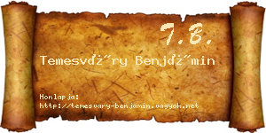 Temesváry Benjámin névjegykártya